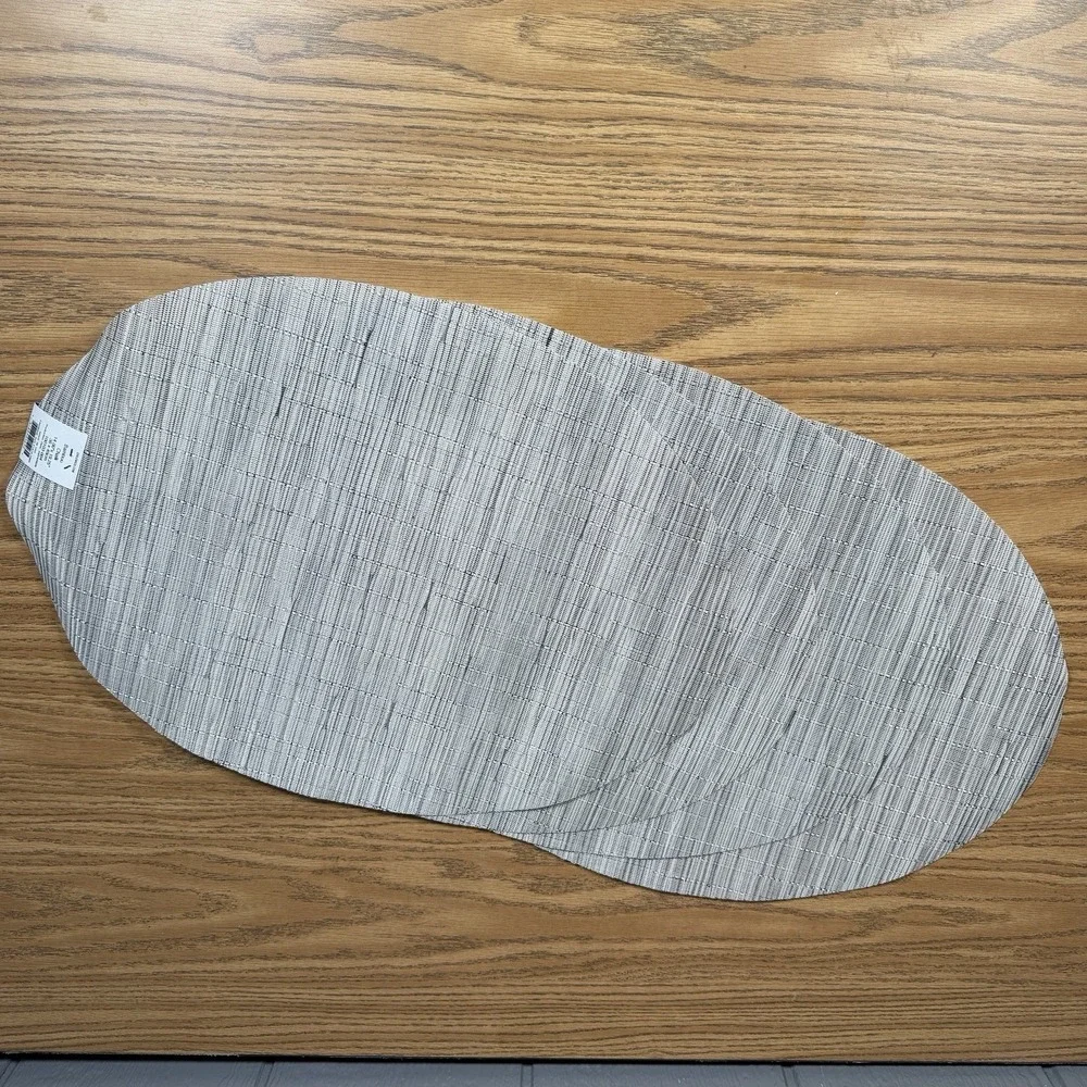 Chilewich Woven Oval Placemat Set of 4 Brown/Beige 14 x 19.25 Gray Chalk